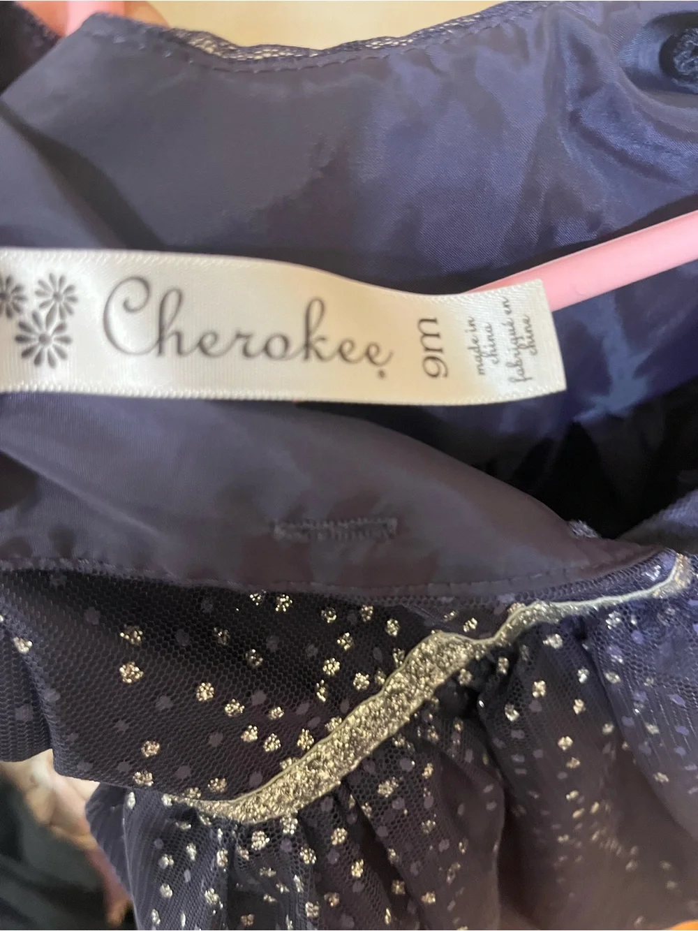 Cherokee Navy Dress with Silver Sparkle Waistband